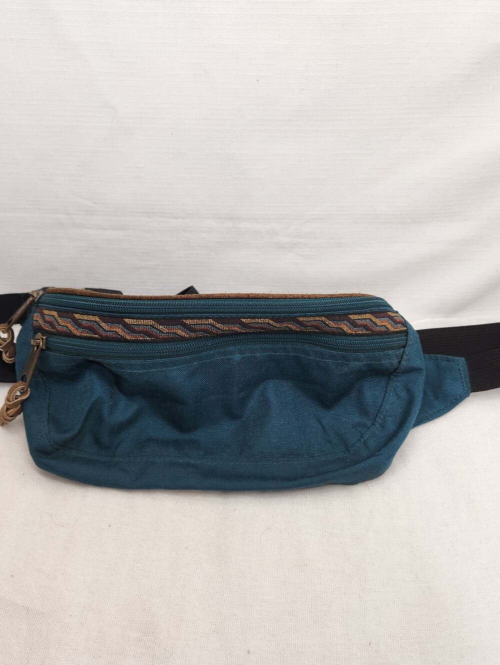 Vintage Trager Seattle Teal Fanny Pack Waist Nylon / Leather